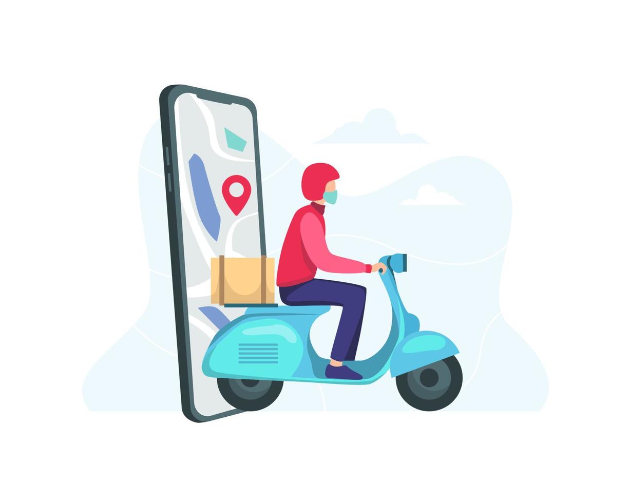 Delivery service with scooter vector