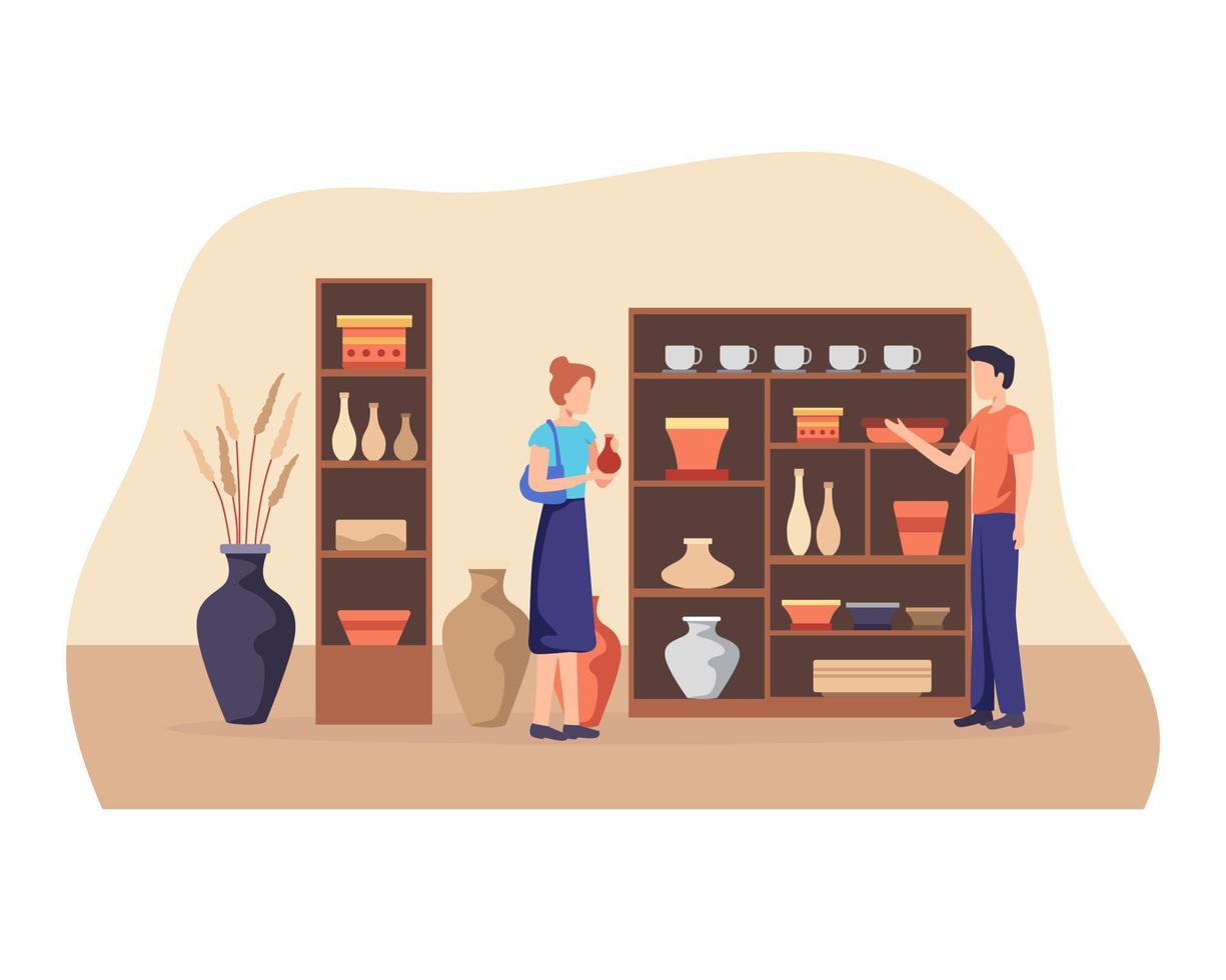 Ceramic craftsman workshop illustration vector