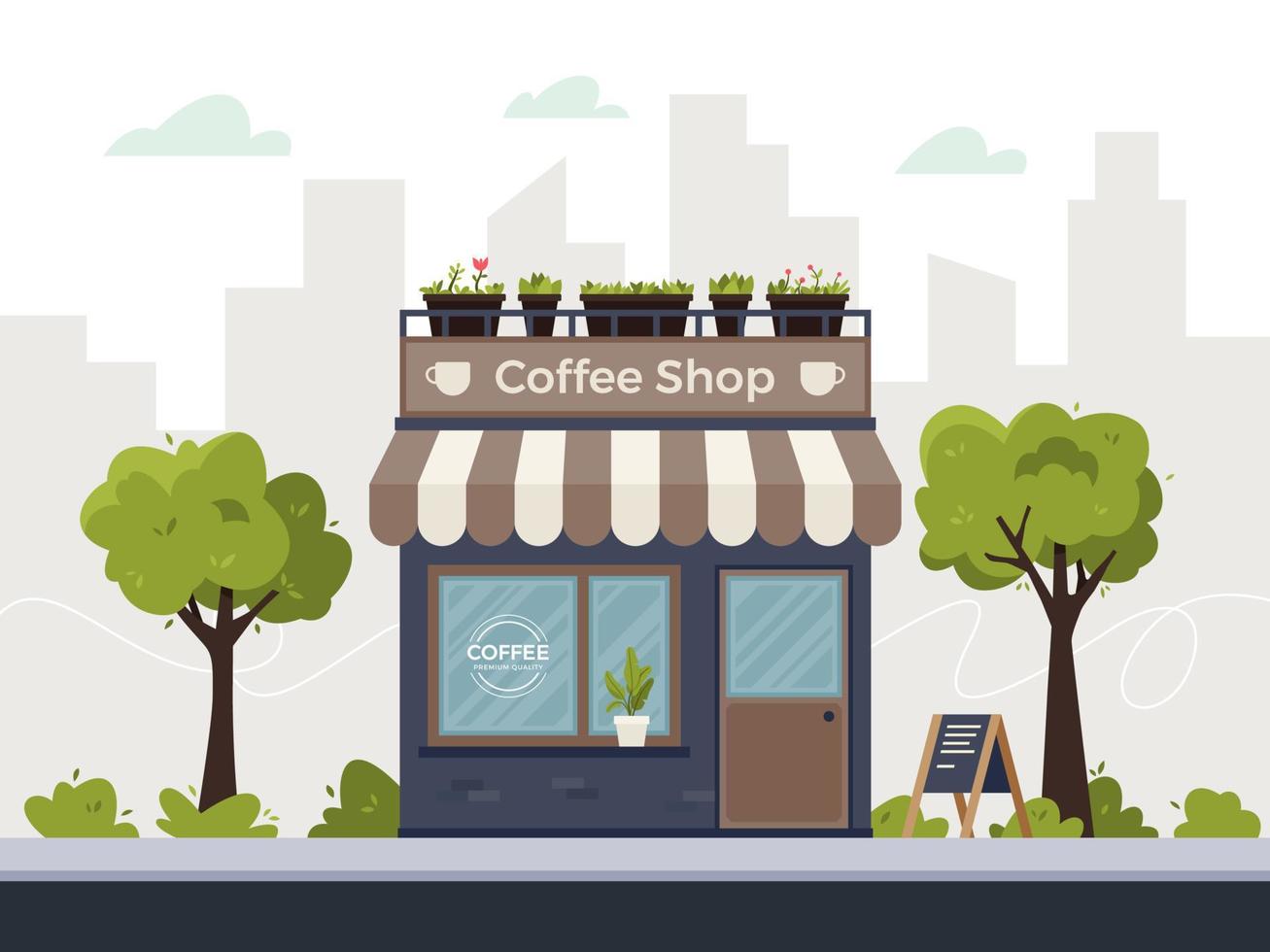 Coffee shop store building illustration vector