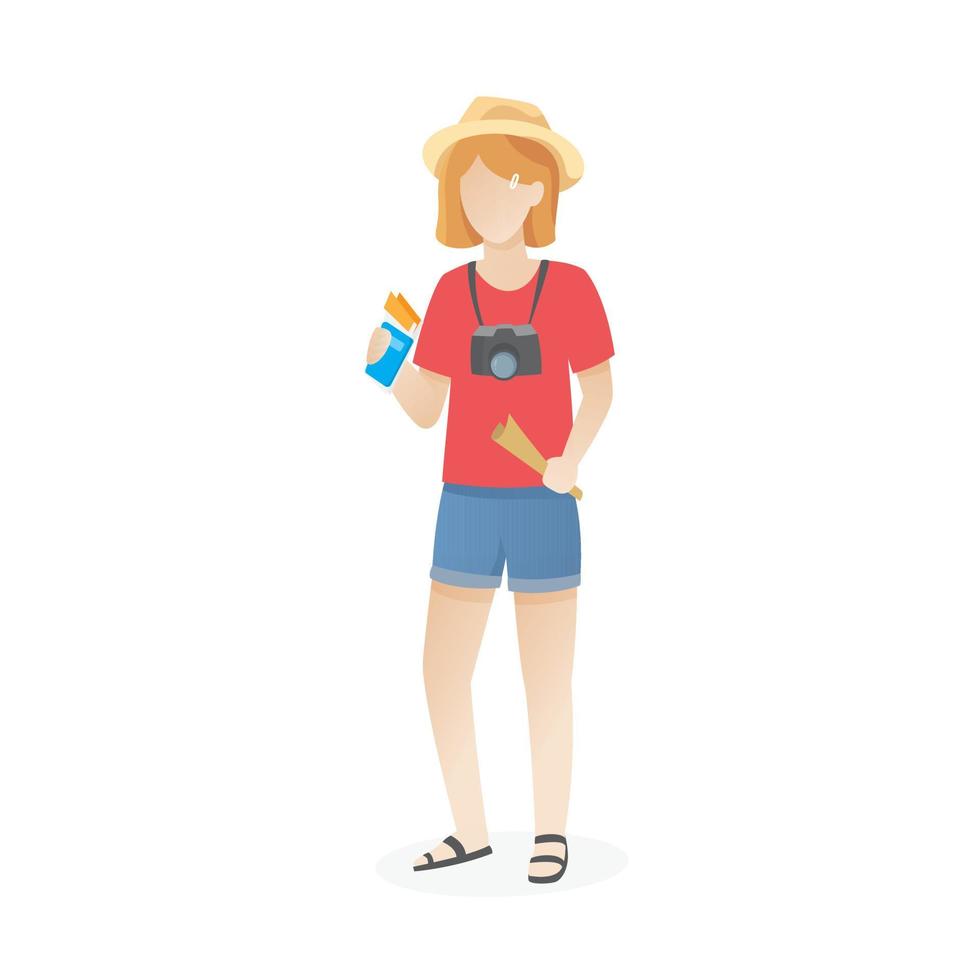 Young girl on vacation illustration vector