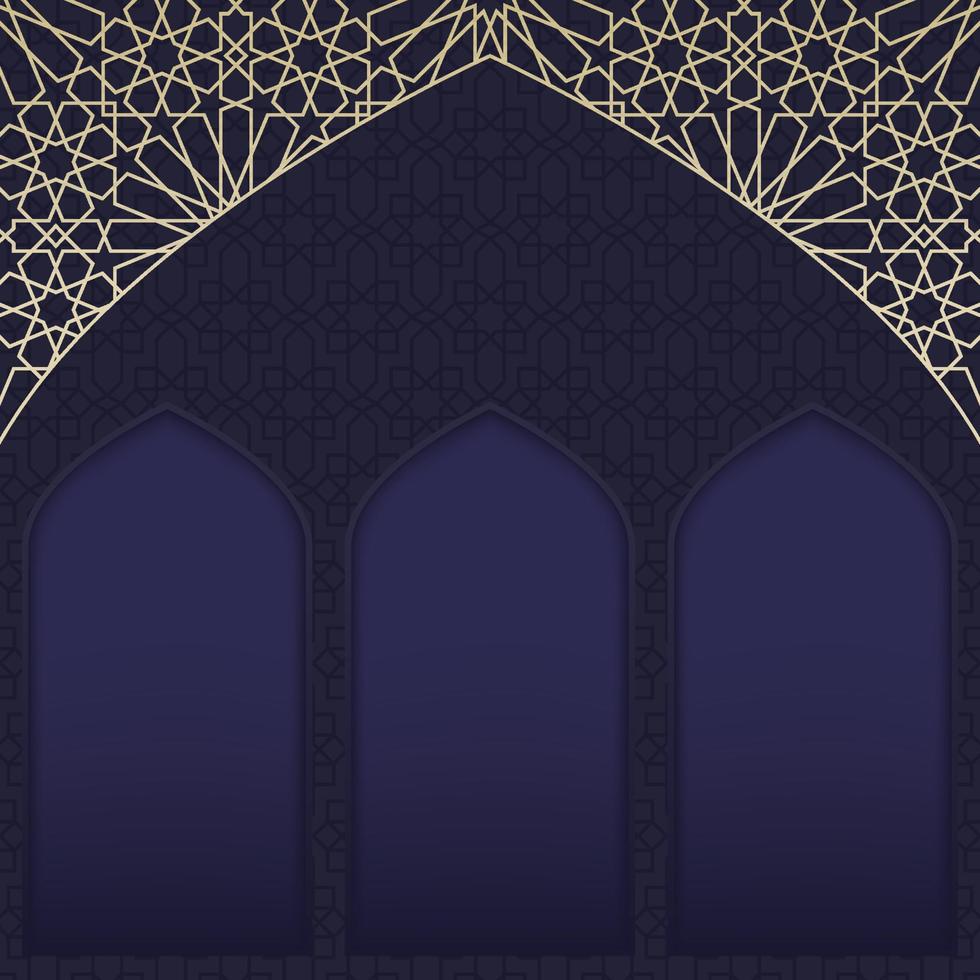 fondo de ramadán kareem. fondo islámico con motivos arabescos y mezquita de ventana. fondo de eid mubarak. ilustración vectorial islámica vector