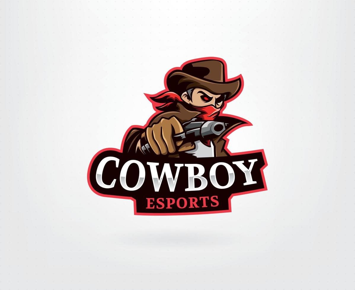 Cowboy esports logo design vector