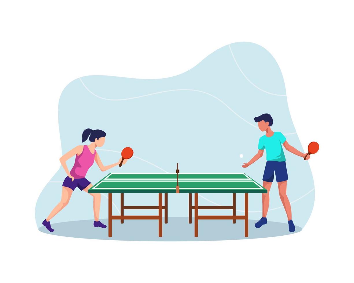 Two players play table tennis vector