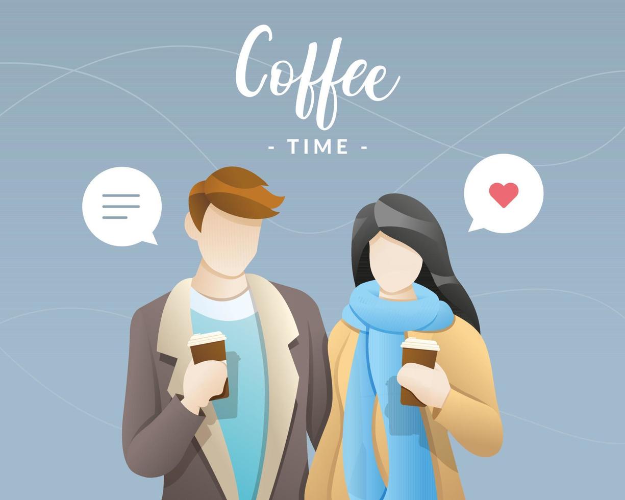 Young couple drinking coffee vector