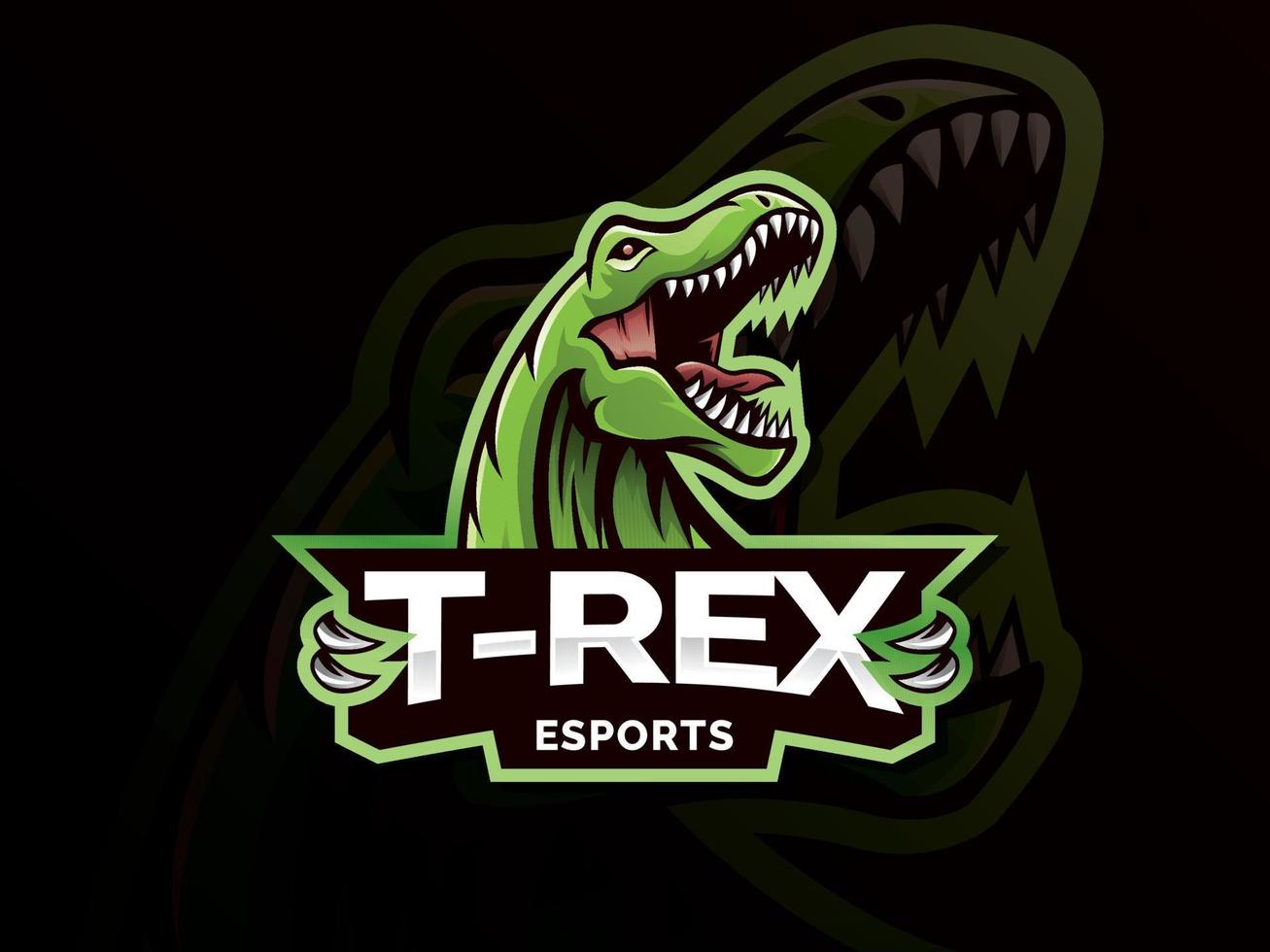 diseño de logotipo de mascota de tiranosaurio esports vector