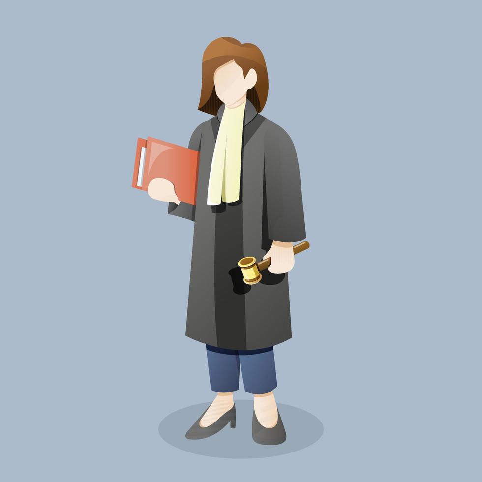 Female judge or lawyer carry document holding gavel vector