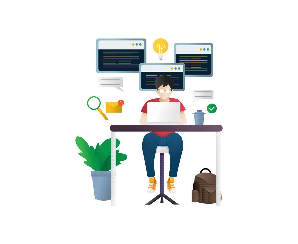 Freelance programmer illustration vector