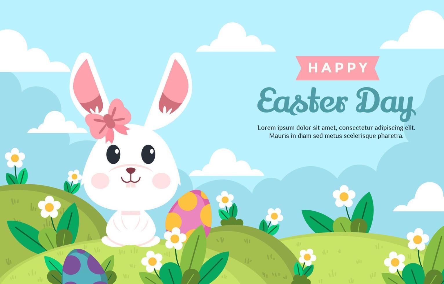 Cute Bunny in Easter Day Concept vector