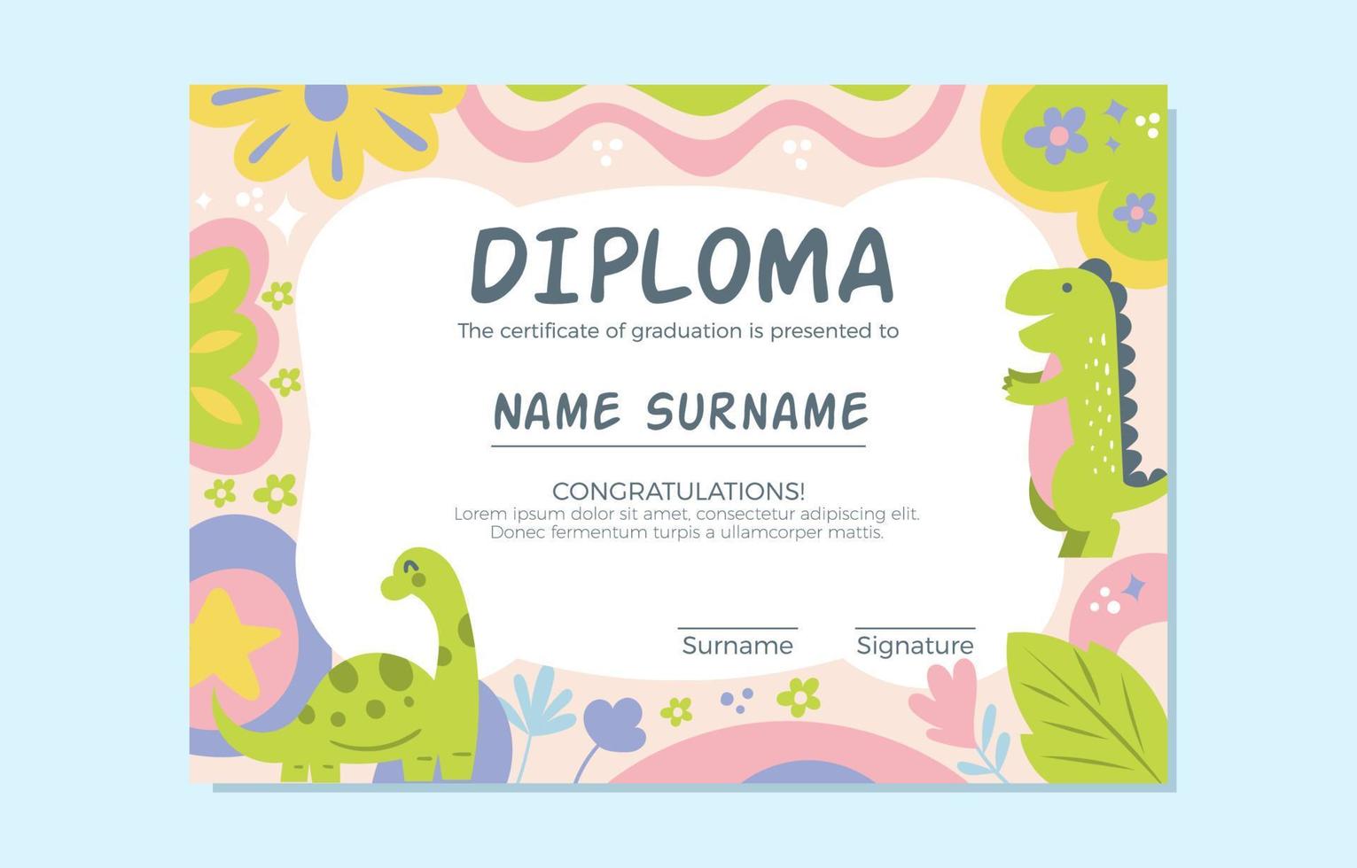 Certificate Kindergarten Template vector