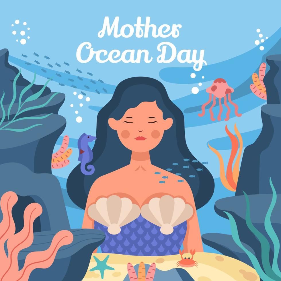 Mother Ocean Day Concept vector