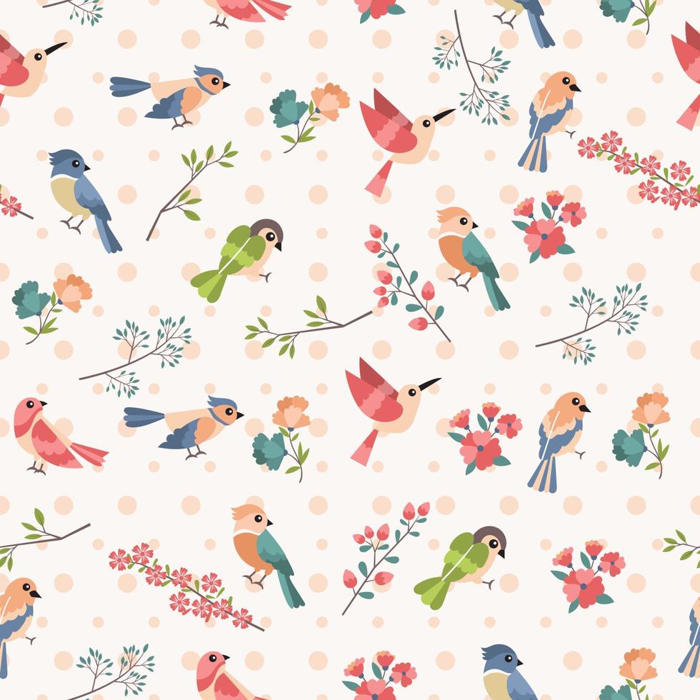 Seamless Spring Birds Pattern Background Concept vector