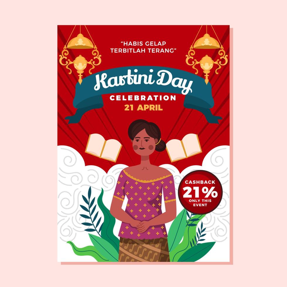 plantilla de póster del día de kartini vector