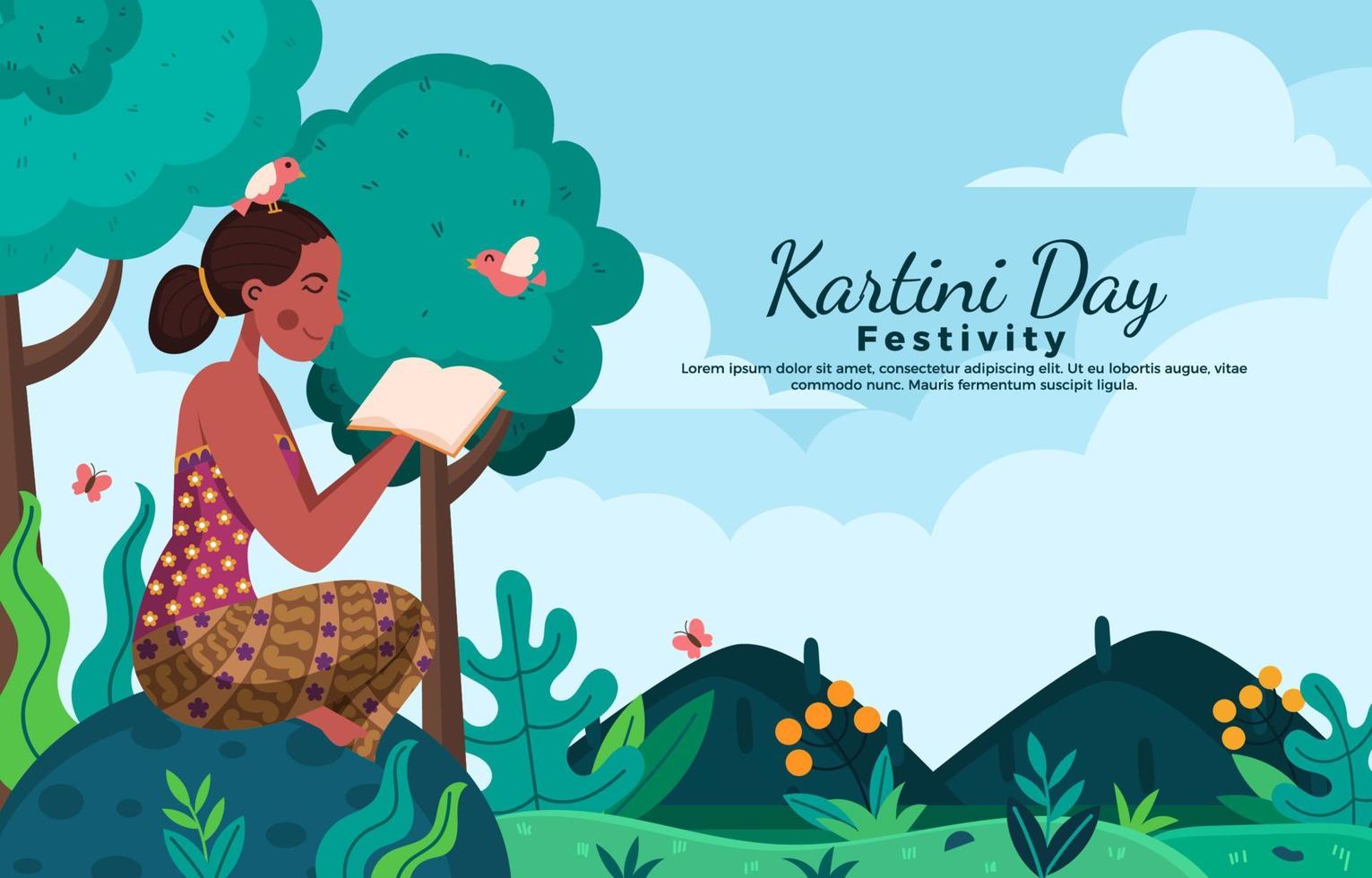 fondo del día de kartini con personaje femenino javanés vector