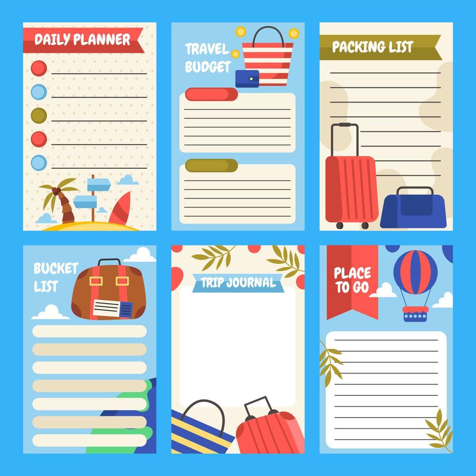 Set of Travel Journal Pages vector