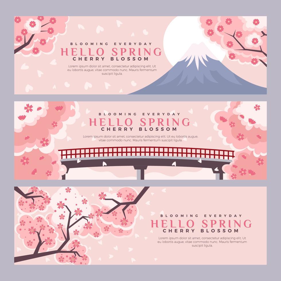Set of Hello Spring Banners vector
