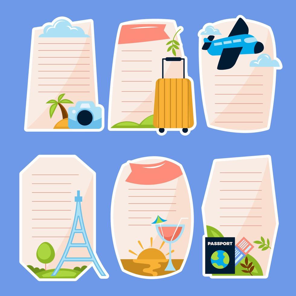 Journal Template and Stickers Travel Collection vector