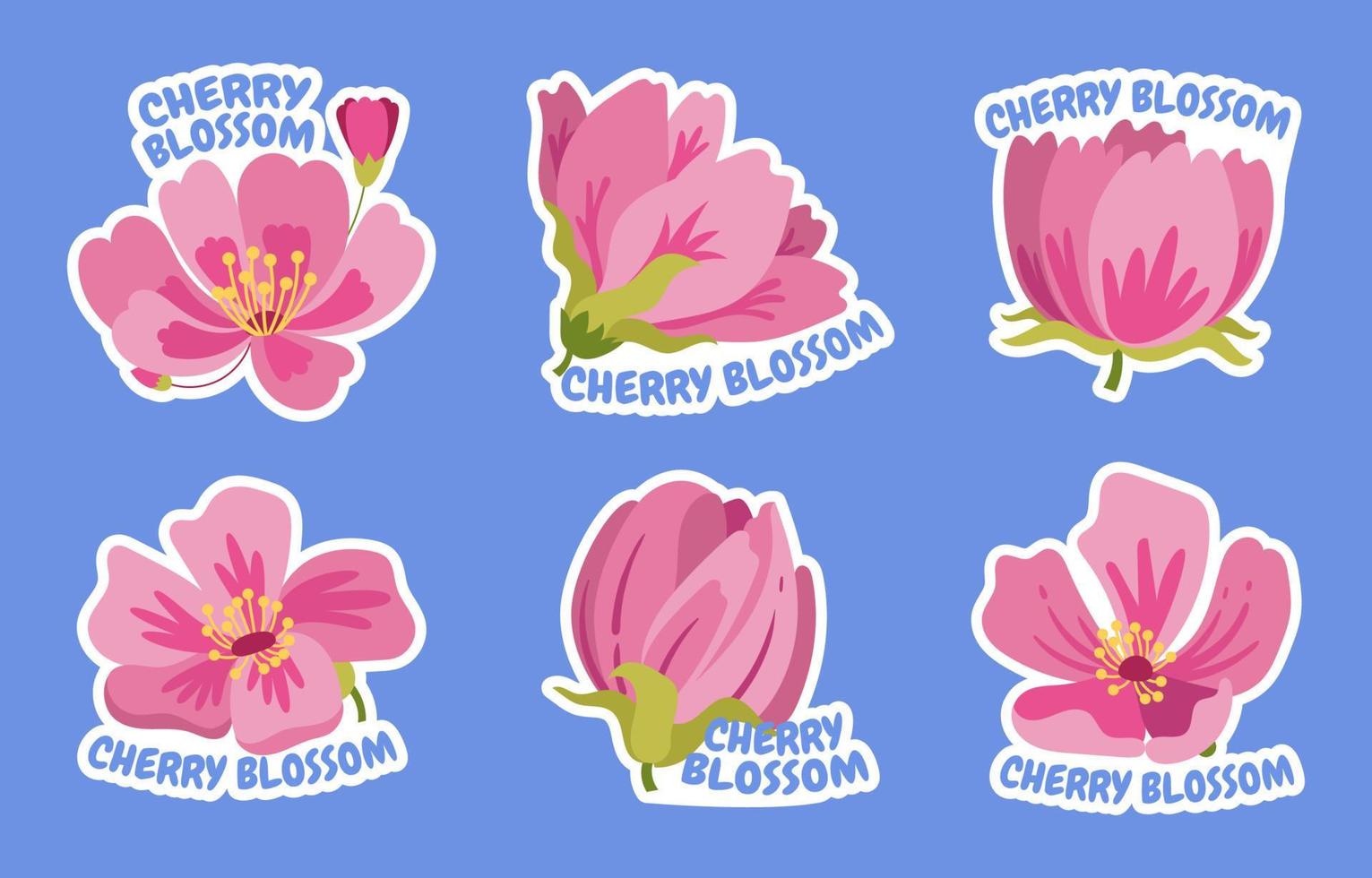 Set of Cherry Blossom Stickers vector