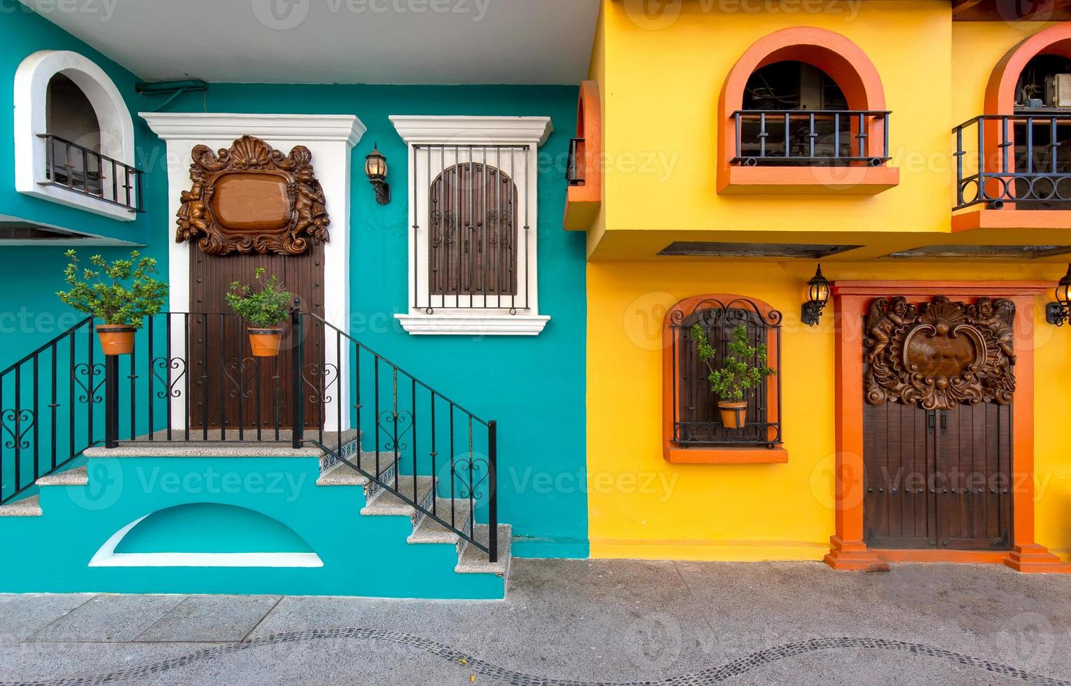 Puerto Vallarta colorful streets in historic city center near the sea promenade Malecon and Playa de los Muertos beach photo