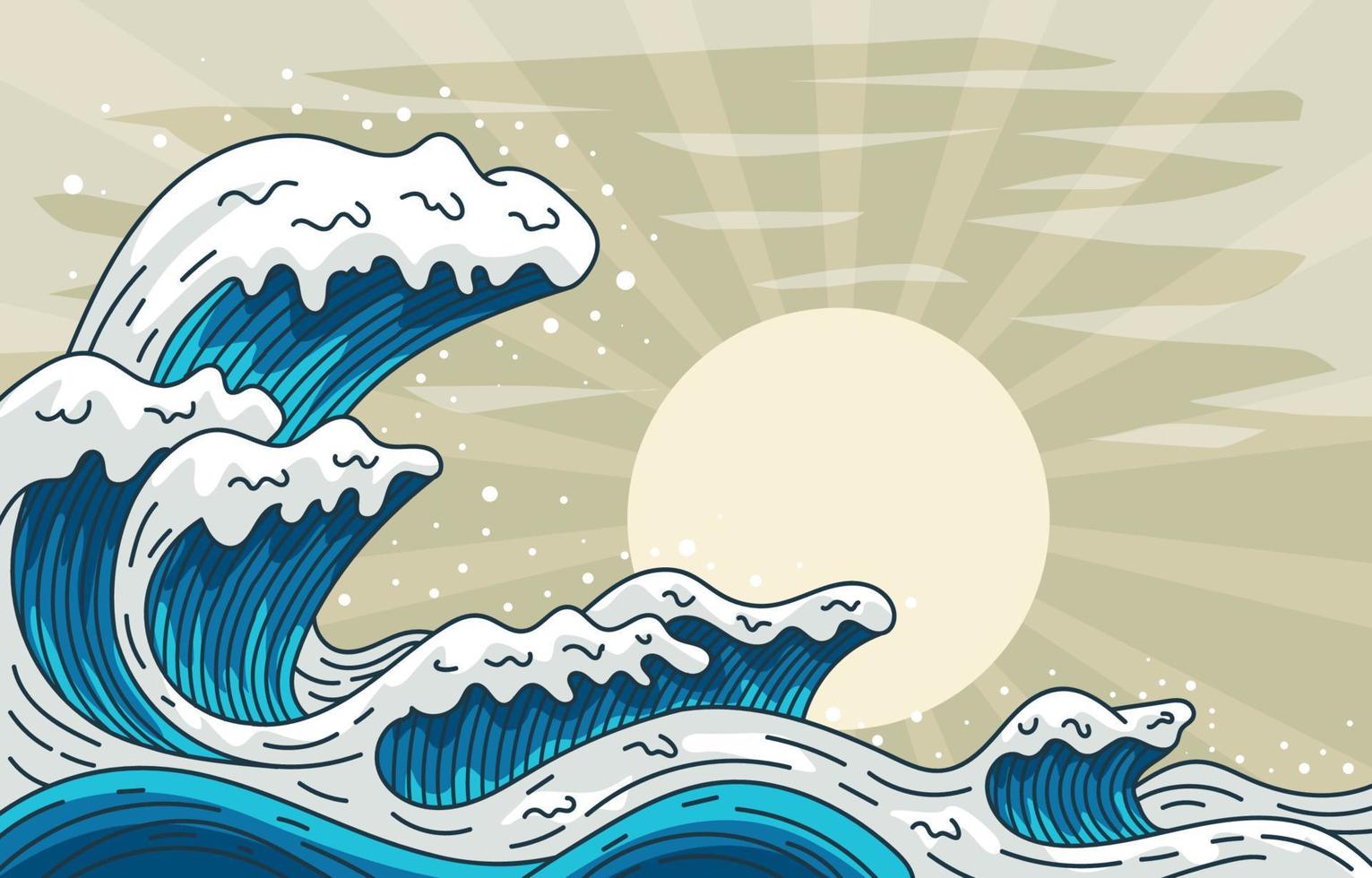 Japanese Wave Background vector