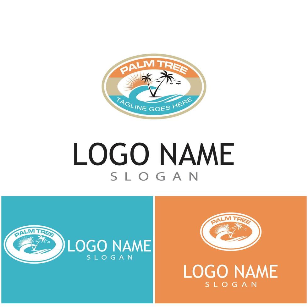 Palm tree summer logo template vector illustration