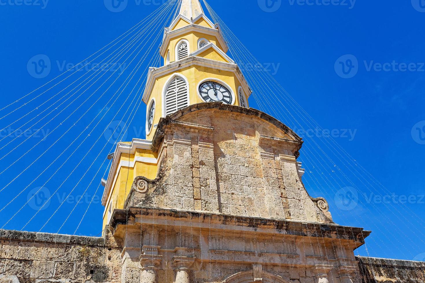 Colombia, Scenic colorful streets of Cartagena in historic Getsemani district near Walled City photo