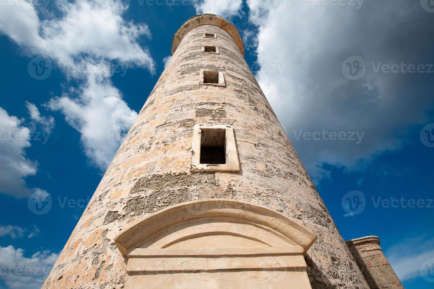 famoso faro del castillo del morro castillo de los tres reyes del morro, una fortaleza que custodia la entrada a la bahía de la habana en la habana, cuba foto