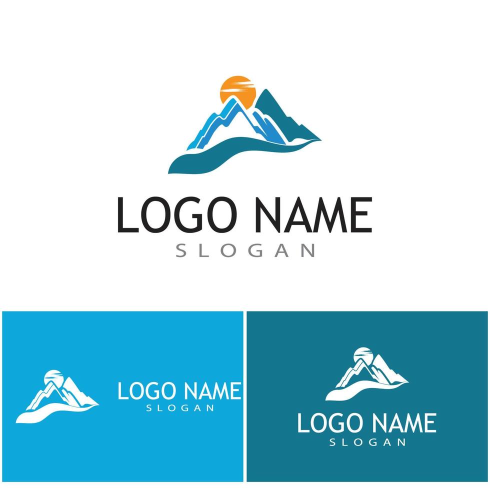 Simple Modern Mountain Landscape Logo Design Vector, Rocky Ice Top Mount Peak Silhouette vector