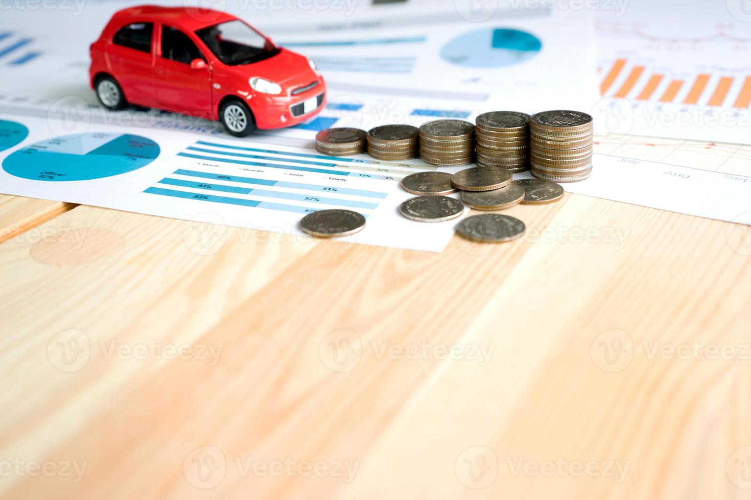 Money, chart and Red Car photo