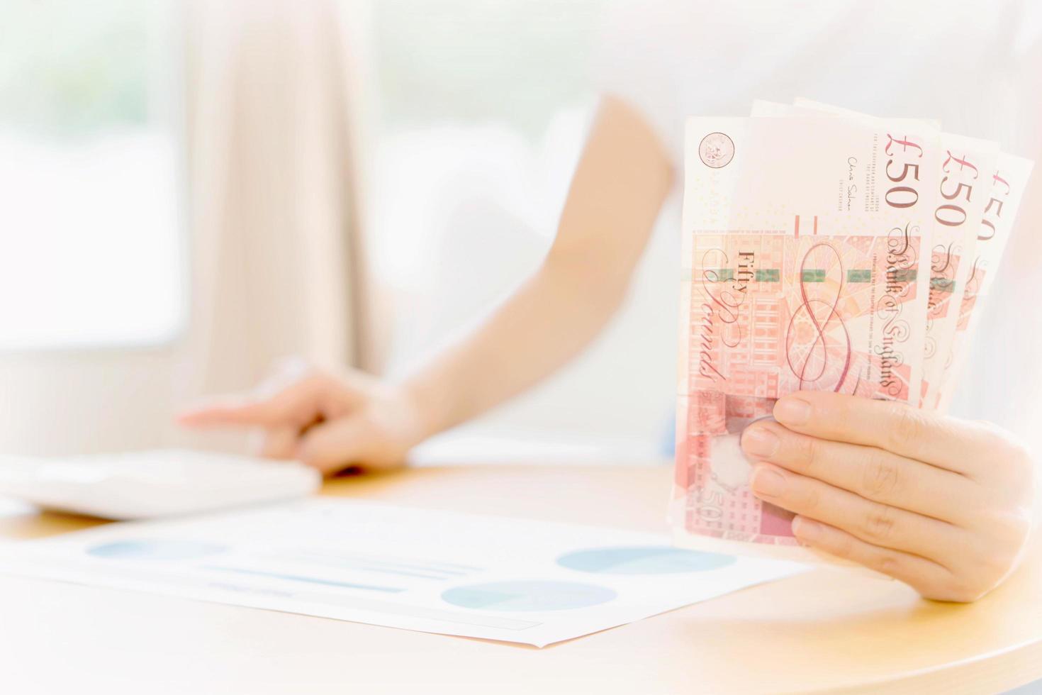 Business woman learn financial accounting. annual budget. photo