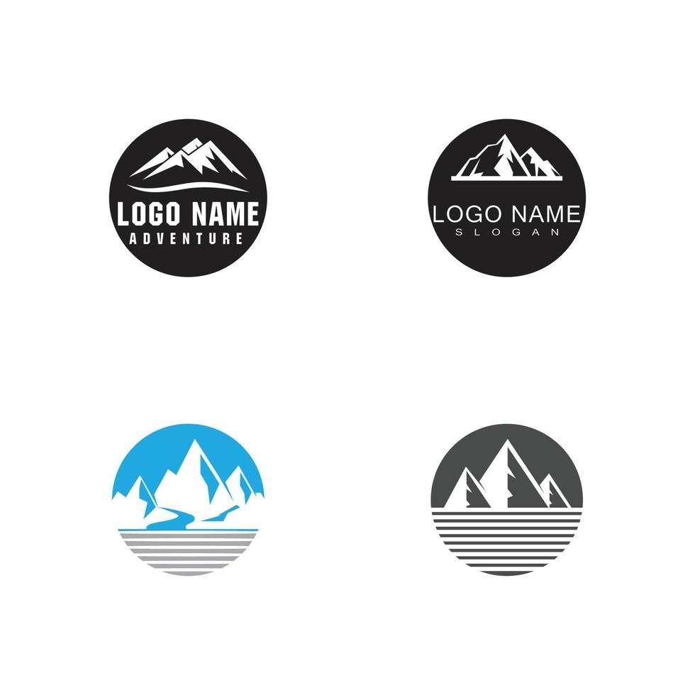 vector de diseño de logotipo de paisaje de montaña moderno simple, silueta de pico de montaje superior de hielo rocoso