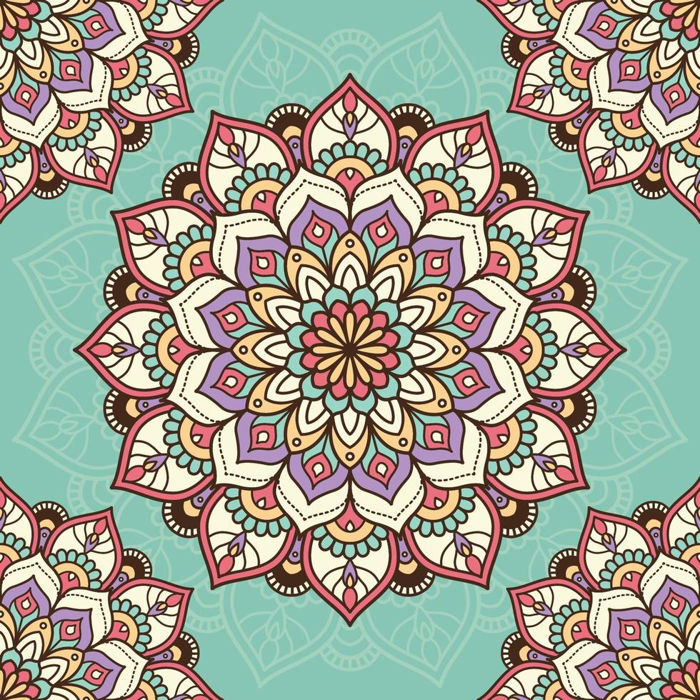 patrón de mandala inconsútil colorido vector