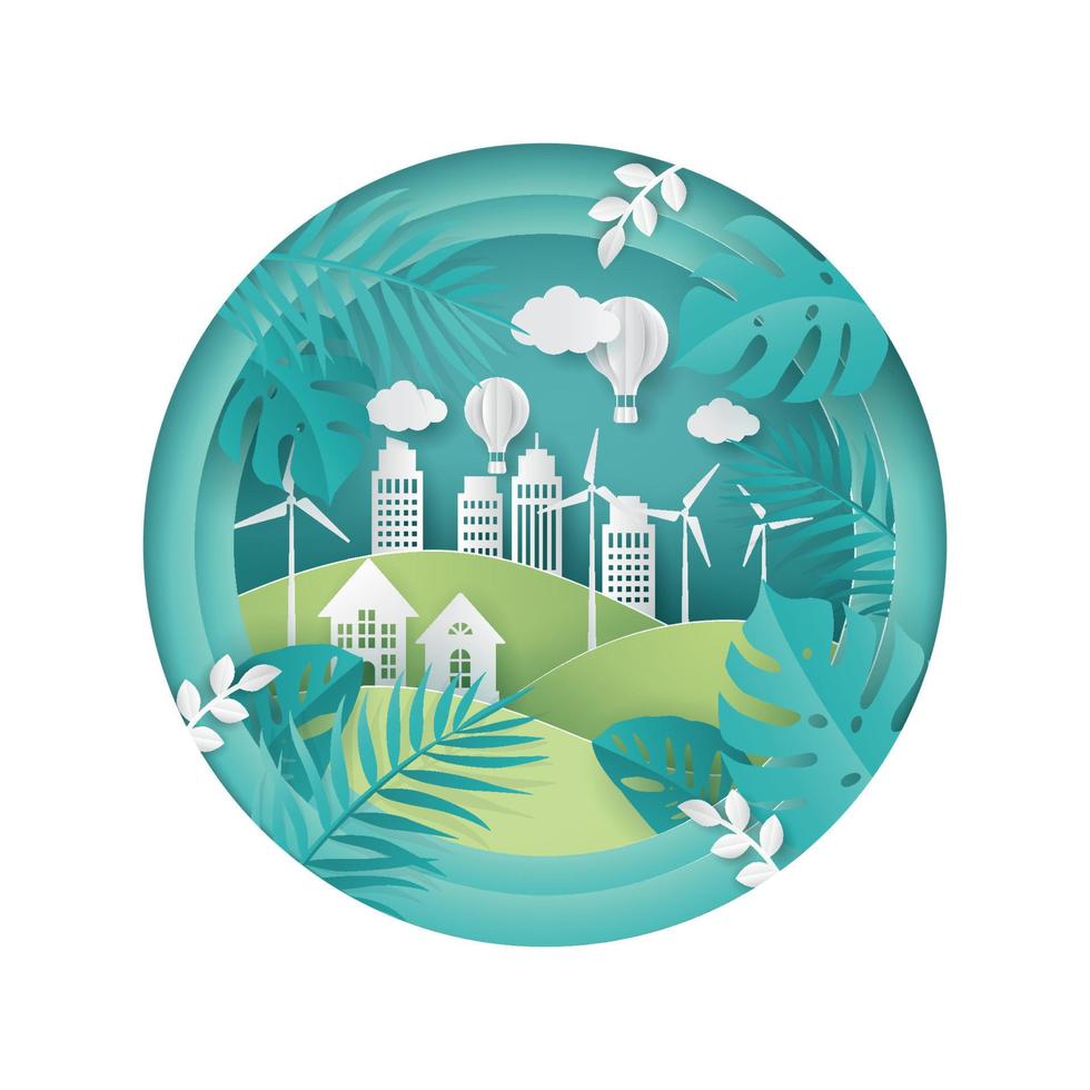 Environment Day with Papercut Concept Illustration vector