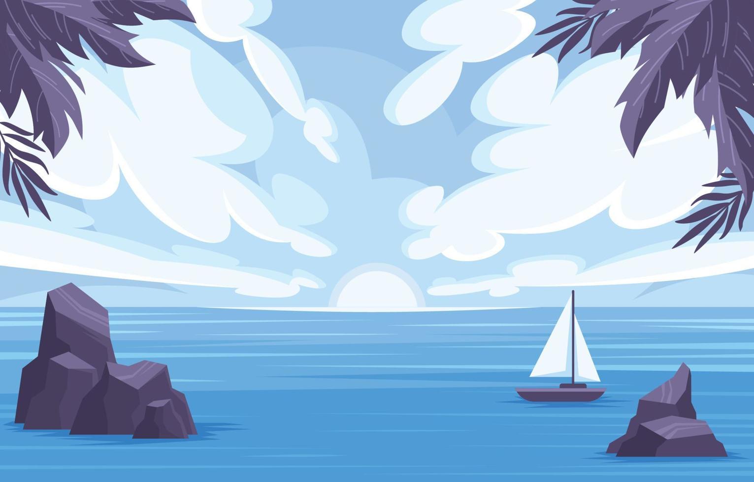 Blue Sea Scenery Background vector