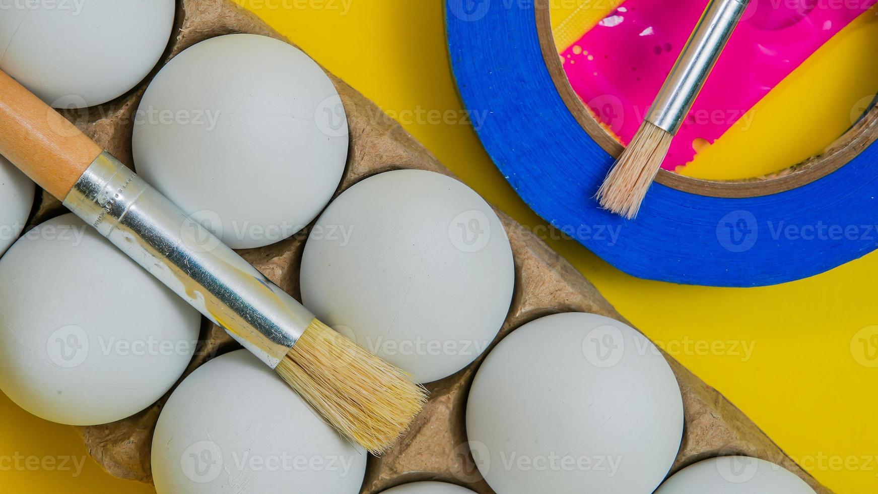 Eggs ready for easter painting set up photo