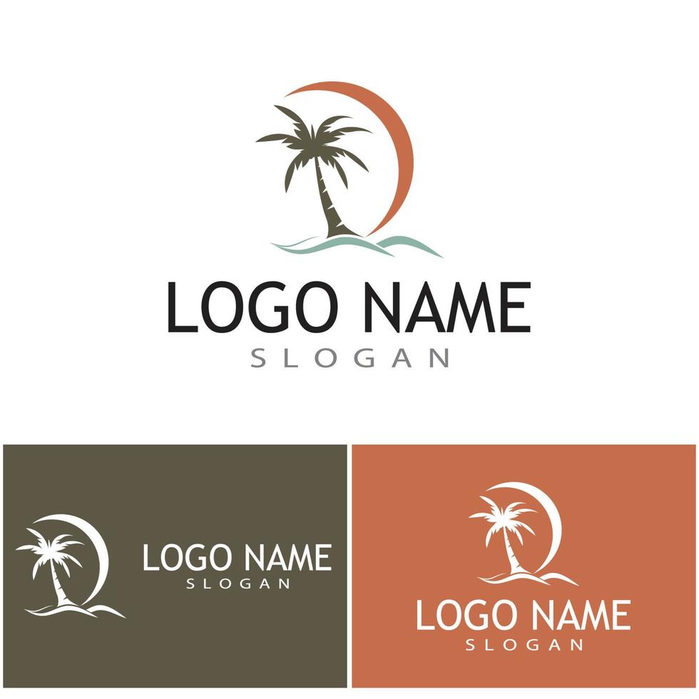 Palm tree summer logo template vector illustration