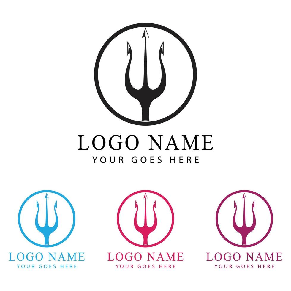 Diseño de ilustración de icono de vector de plantilla de logotipo de tridente