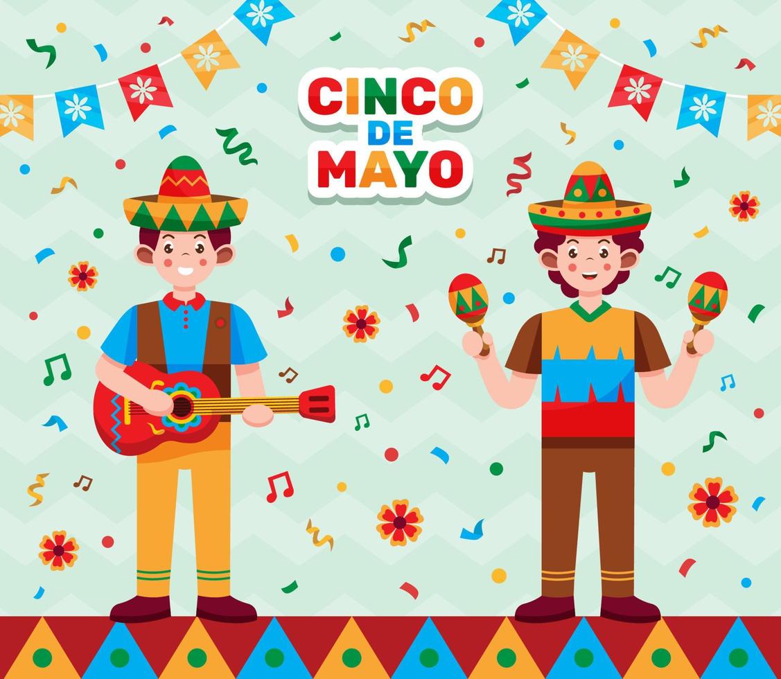 gente feliz celebrando el cinco de mayo vector