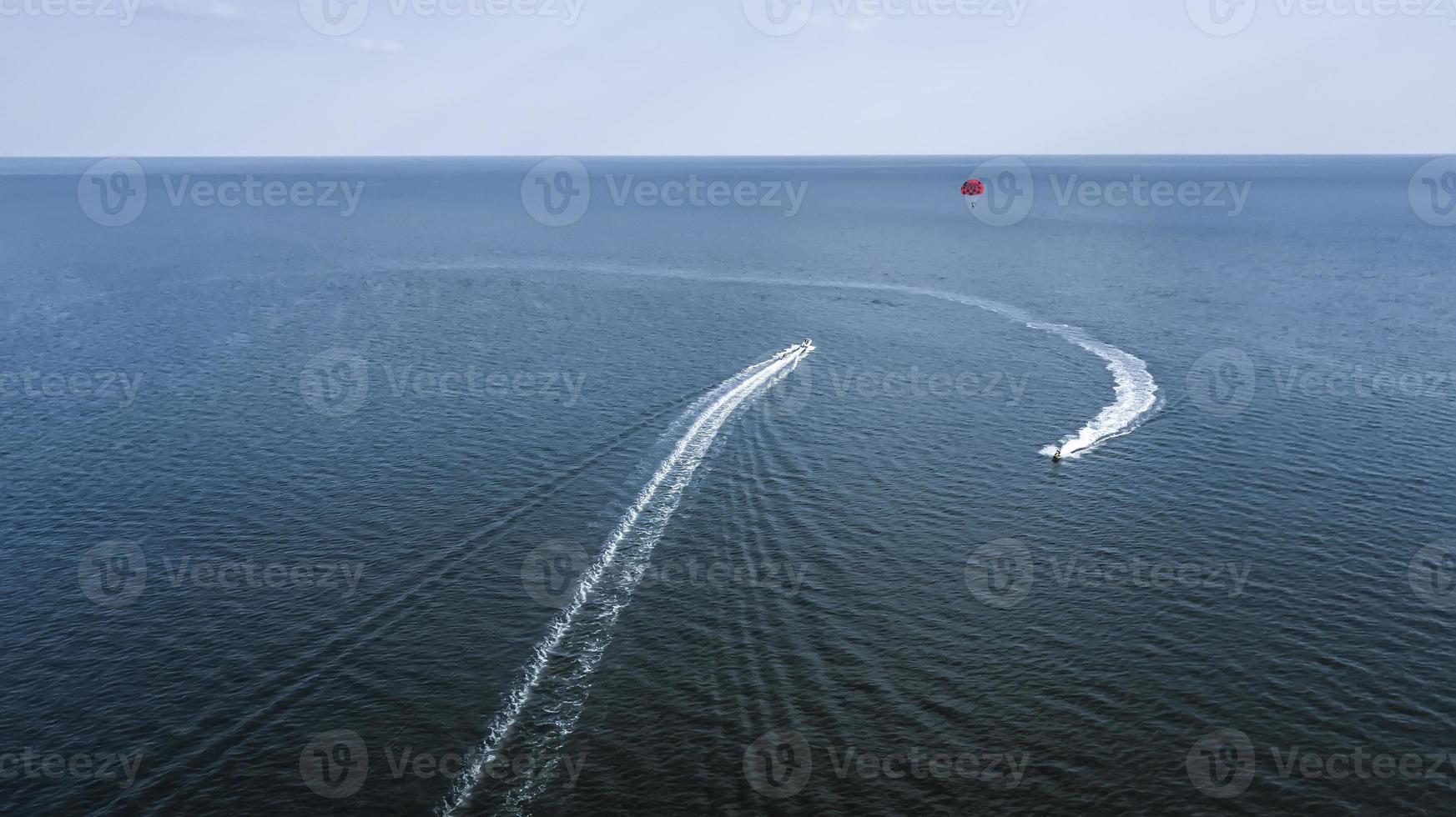 Aerial view of jet ski in the ocean photo