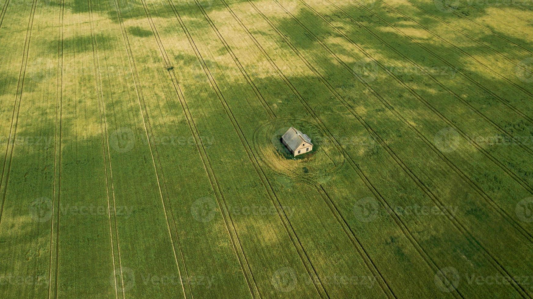 lonely house in the middle of the field photo
