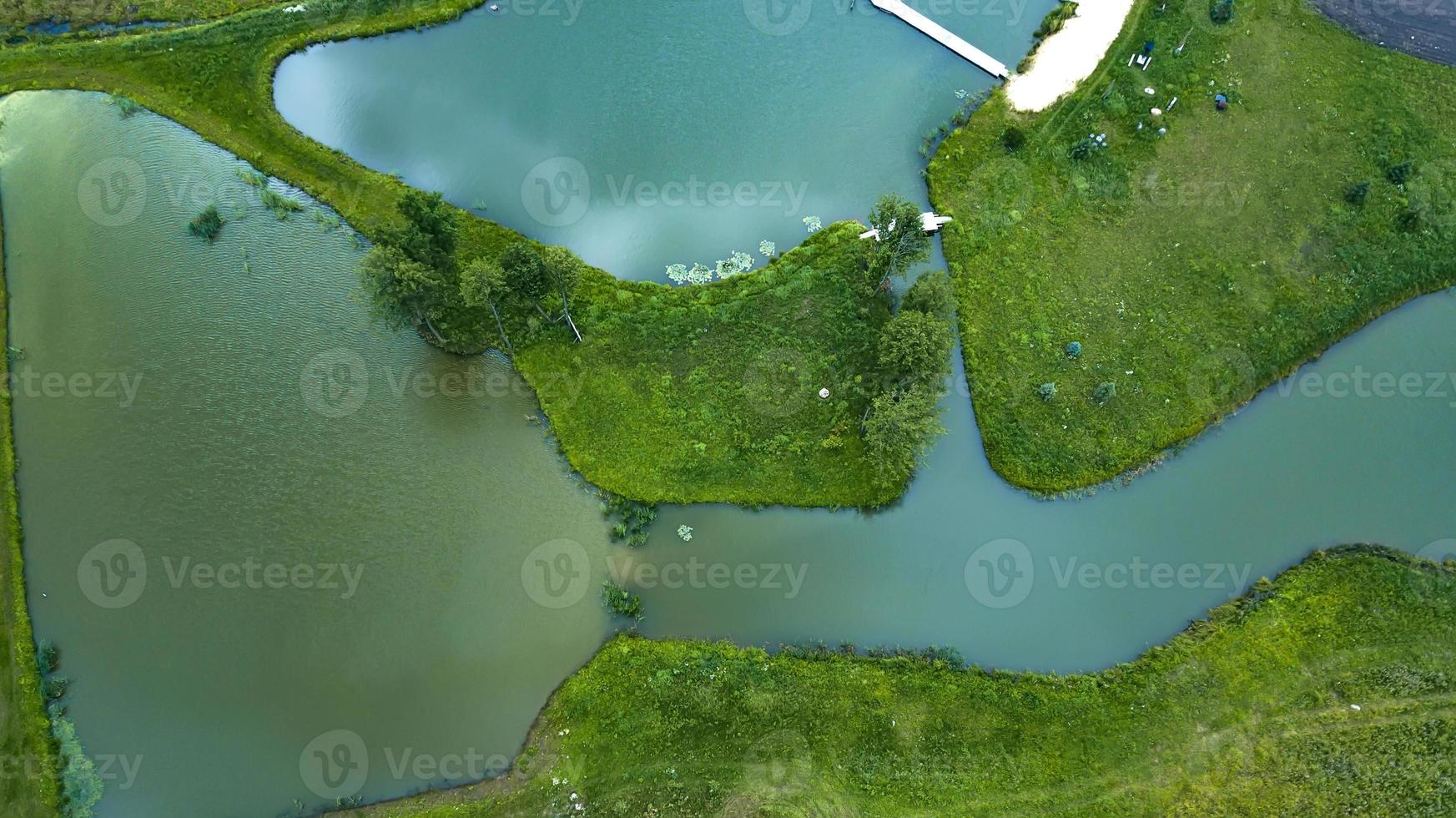 many lakes top view of the drone aerial photography photo