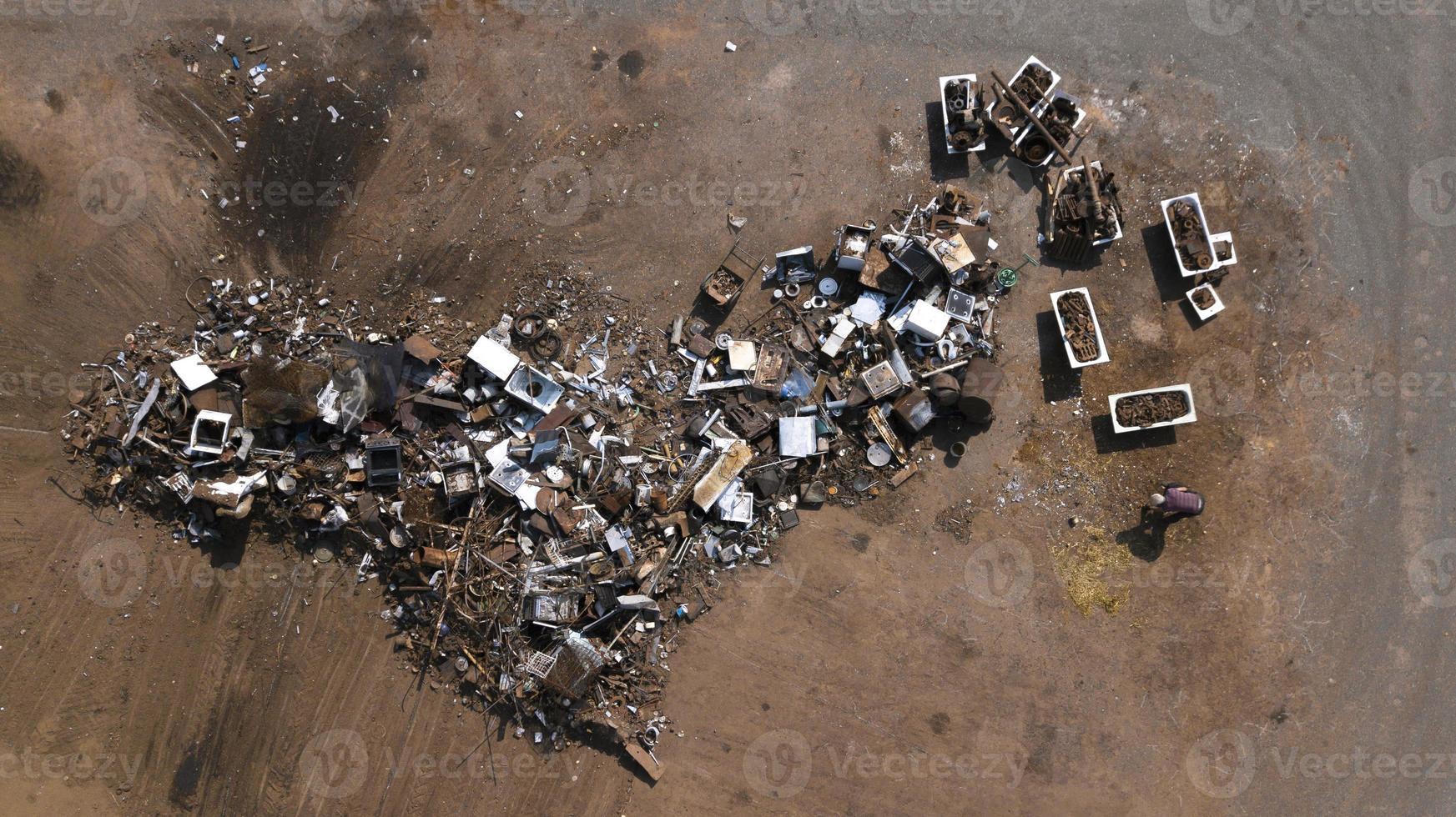 sorting scrap metal top view aerial photography from a drone photo