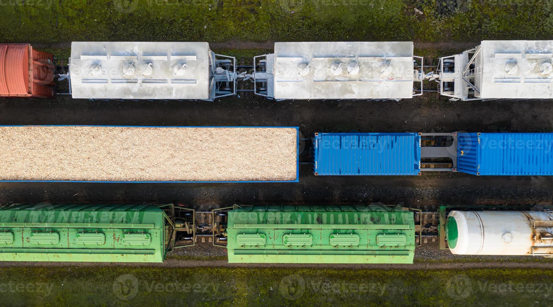 railway cars top view from a drone photo