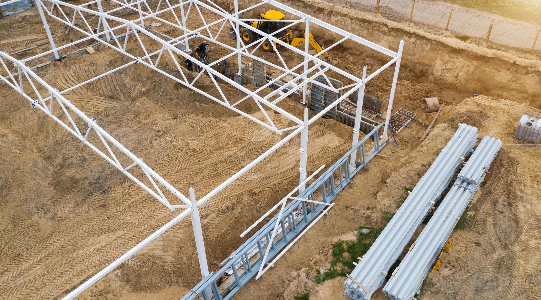 construction of a metal frame top view photo