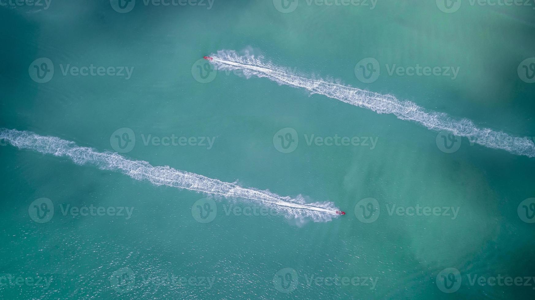 Aerial view of jet ski in the ocean photo