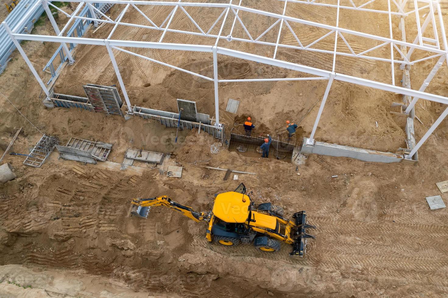 construction site, construction of a frame building top view photo