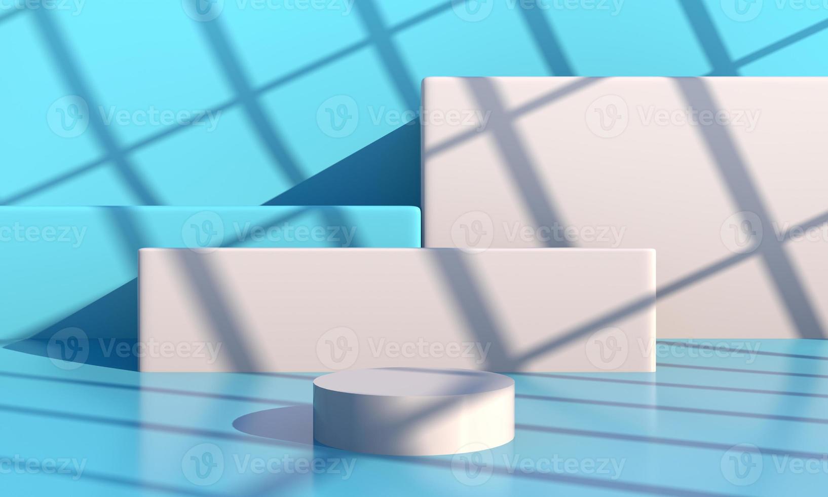 Minimal scene with geometrical forms, podiums in cream background with shadows. Scene to show cosmetic product, Showcase, shopfront, display case. 3d photo