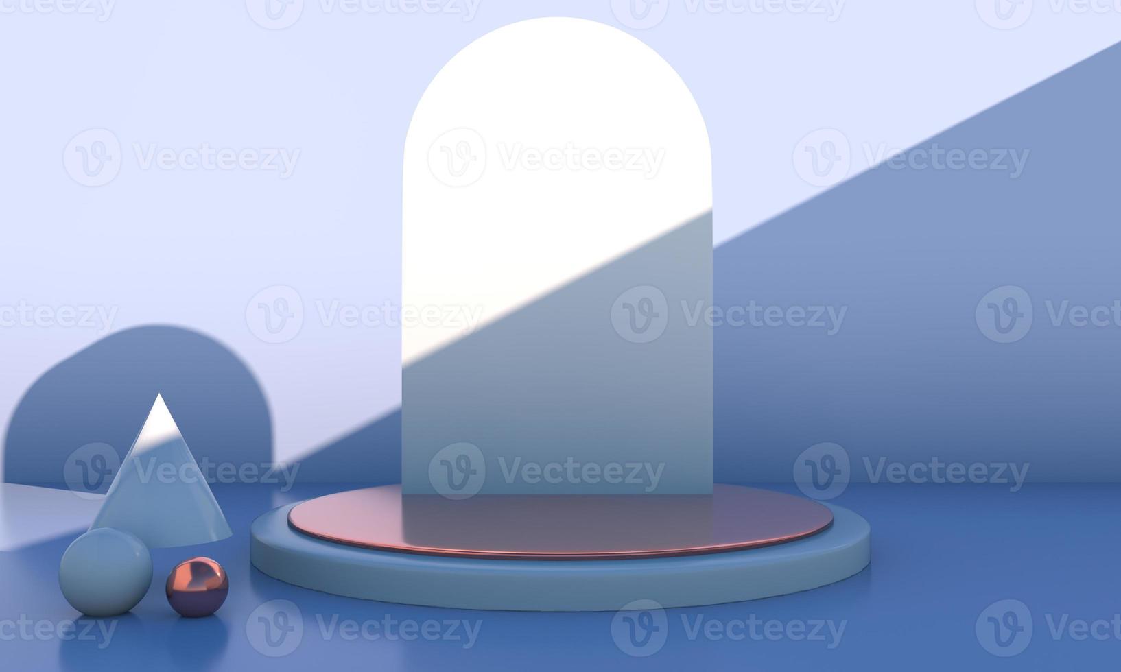 Minimal scene with geometrical forms, podiums in cream background with shadows. Scene to show cosmetic product, Showcase, shopfront, display case. 3d photo