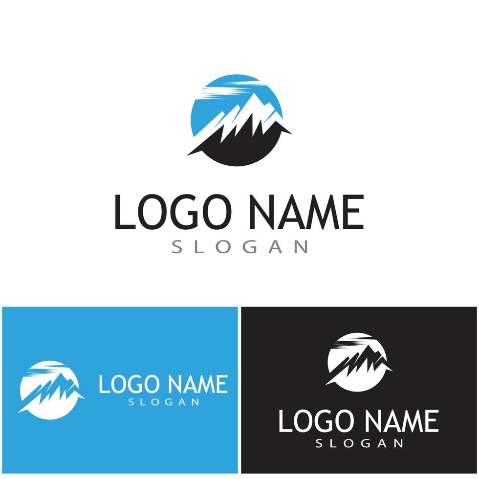 Simple Modern Mountain Landscape Logo Design Vector, Rocky Ice Top Mount Peak Silhouette vector