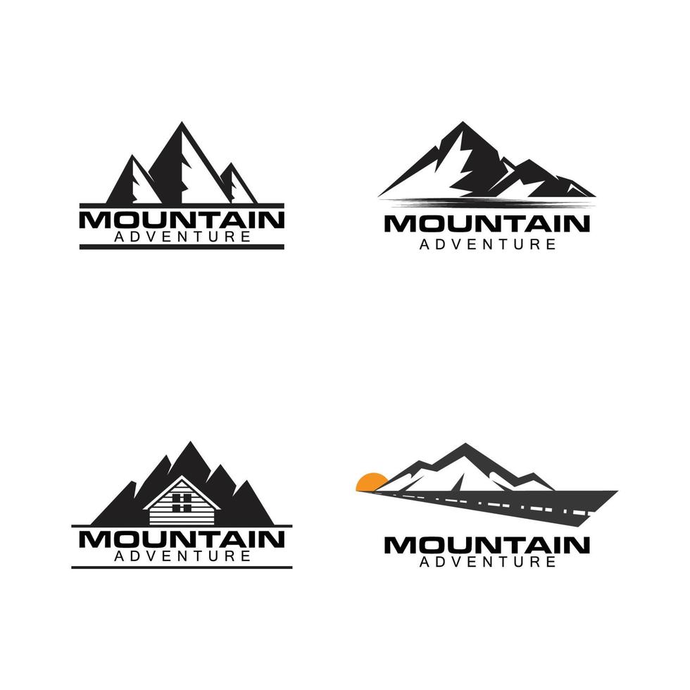 Simple Modern Mountain Landscape Logo Design Vector, Rocky Ice Top Mount Peak Silhouette vector