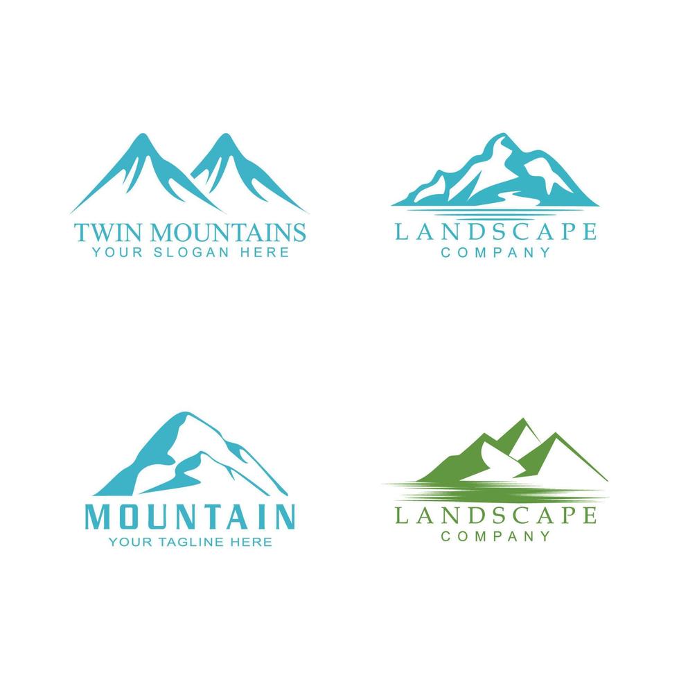 Simple Modern Mountain Landscape Logo Design Vector, Rocky Ice Top Mount Peak Silhouette vector